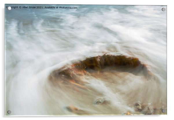 Abstract Seaweed In The Surf - Lyme Regis Beach Acrylic by Allan Snow