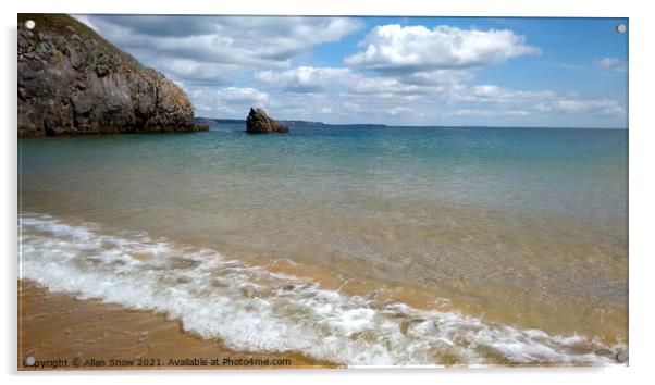 Barafundle Bay Beach - Pembrokeshire Acrylic by Allan Snow