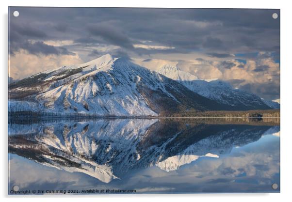 Stanton Mountain reflection, Montana Acrylic by Jim Cumming