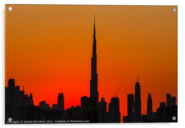 Red Sky over Dubai Acrylic by Daniel Nicholson