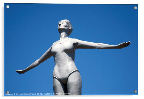 The Diving Belle Sculpture at Scarborough Acrylic by Mark Sunderland