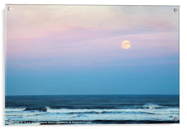Moonrise over the North Sea at Alnmouth Acrylic by Mark Sunderland