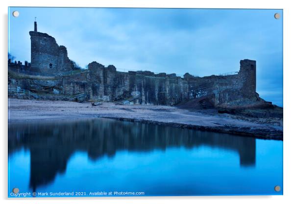 St Andrews Castle Reflected in the Bathing Pond before Dawn Acrylic by Mark Sunderland