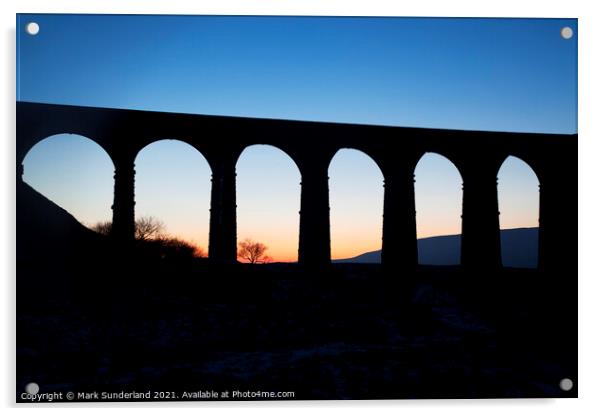 Arches of the Ribblehead Viaduct at Dusk Acrylic by Mark Sunderland