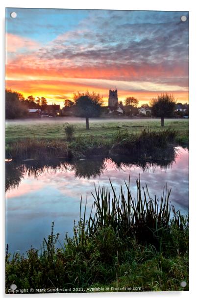Sudbury Water Meadows at Dawn Acrylic by Mark Sunderland