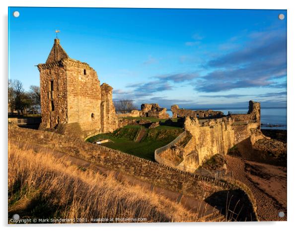 St Andrews Castle at Dawn Acrylic by Mark Sunderland