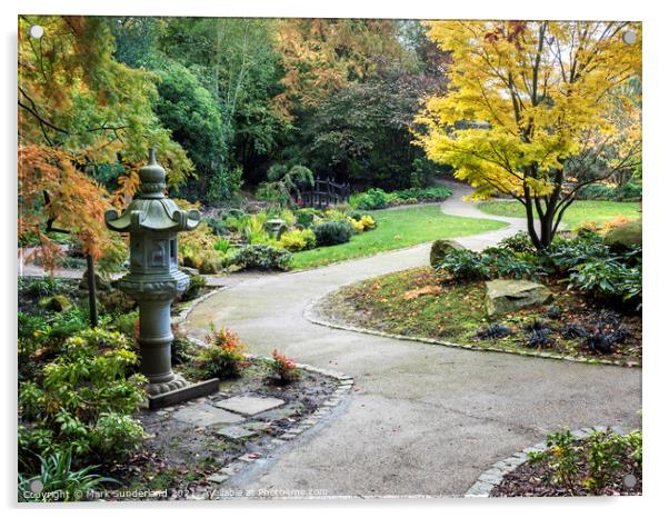 Japanese Garden at Valley Gardens Harrogate Acrylic by Mark Sunderland