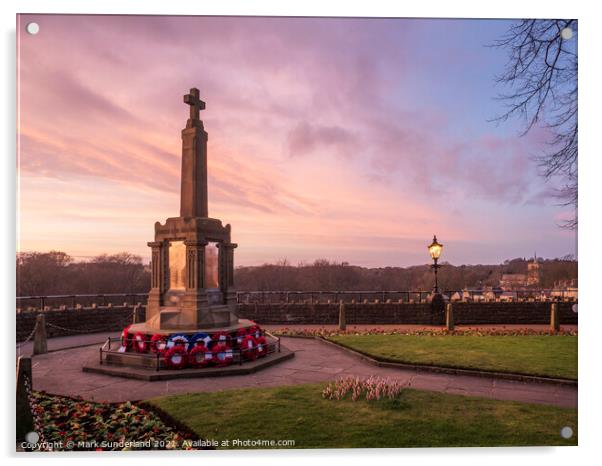 War Memorial at Dusk Knaresborough Acrylic by Mark Sunderland