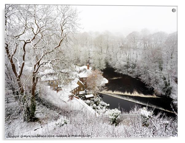 Castle Mills at Knaresborough in Winter Acrylic by Mark Sunderland