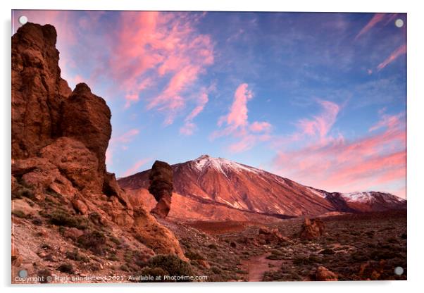 Pink Clouds at Dawn over Mount Teide Acrylic by Mark Sunderland