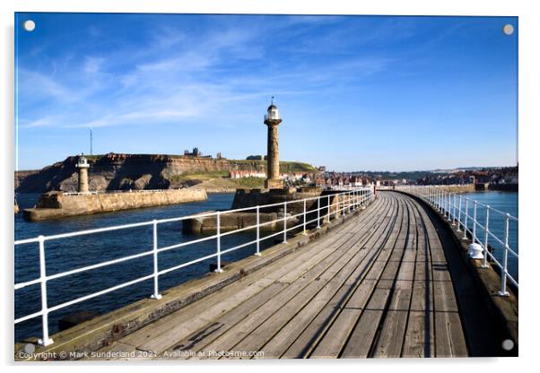 Whitby from the West Pier Acrylic by Mark Sunderland