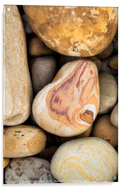 Colourful Stones on the Beach at Hayburn Wyke Acrylic by Mark Sunderland