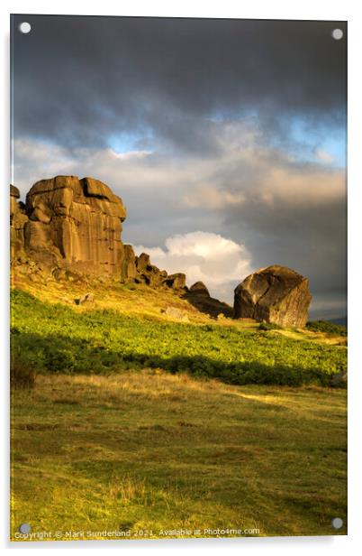 Clouds Clearing Over Cow and Calf Rocks Ilkley Moor Acrylic by Mark Sunderland