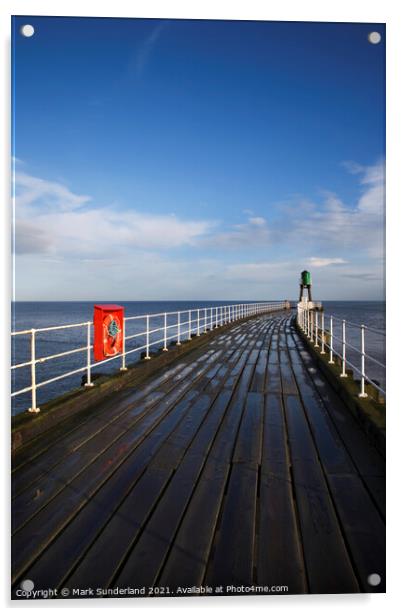 The West Pier at Whitby Acrylic by Mark Sunderland