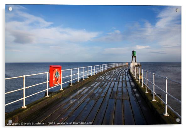 The West Pier at Whitby Acrylic by Mark Sunderland