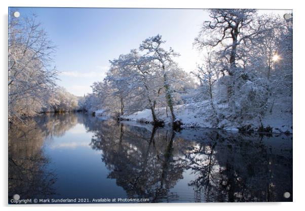 River Nidd in Winter Knaresborough Acrylic by Mark Sunderland