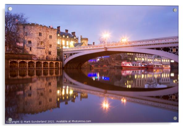 Lendal Bridge and Tower at Dusk York Acrylic by Mark Sunderland