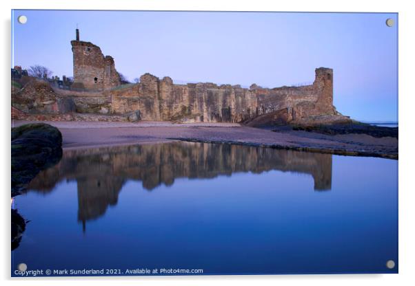 St Andrews Castle before Dawn Acrylic by Mark Sunderland