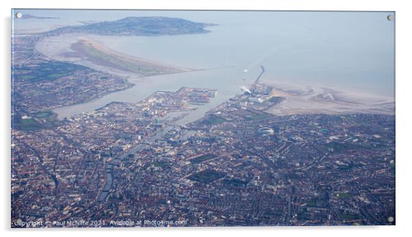 Dublin Bay and City From The Air Acrylic by Paul McNiffe