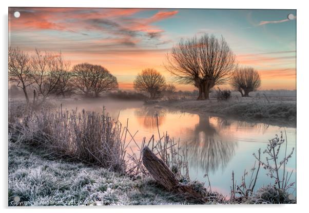 Misty Dawn on the River Stour Acrylic by Paul Smith