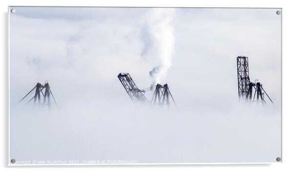 Cranes in the mist  Acrylic by Ken McArthur