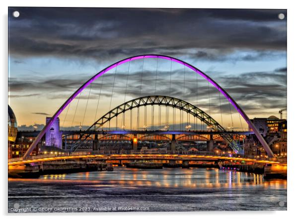 Millennium bridge Newcastle Acrylic by GEOFF GRIFFITHS
