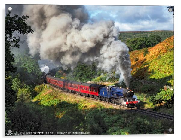 6023 King Edward II steam engine North Yorkshire M Acrylic by GEOFF GRIFFITHS