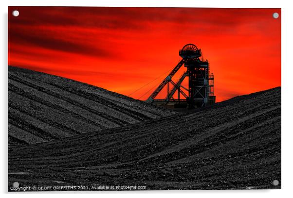 Hatfield colliery sunset Acrylic by GEOFF GRIFFITHS