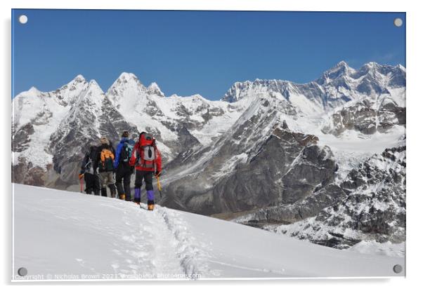 Mera Peak with Everest beyond  Acrylic by Nicholas Brown