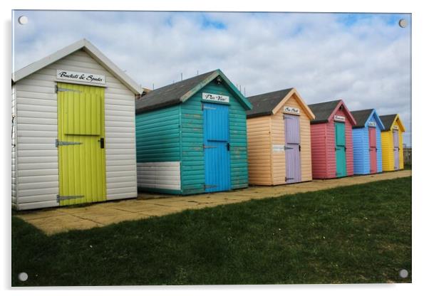 Amble Beach Huts  Acrylic by ami Photography