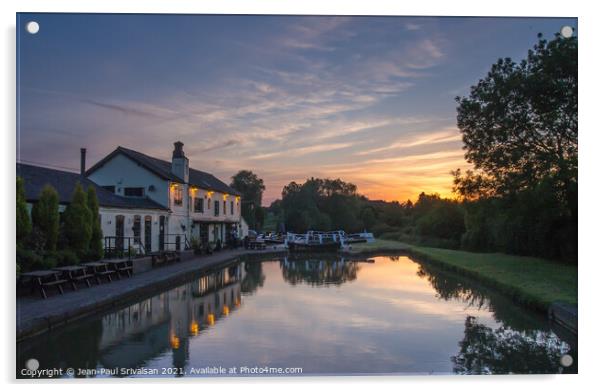 Sunset at The Three Locks Pub, Milton Keynes Acrylic by Jean-Paul Srivalsan