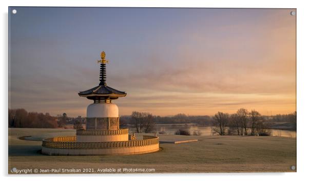The Peace Pagoda at Willen Lake in Milton Keynes Acrylic by Jean-Paul Srivalsan