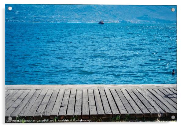 Limone Sul Garda - Lake view and pier Acrylic by Jonathan Campbell