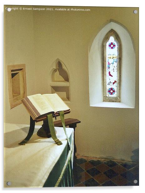 The Chancel At Old Kea Church, Kea Truro Cornwall. Acrylic by Ernest Sampson