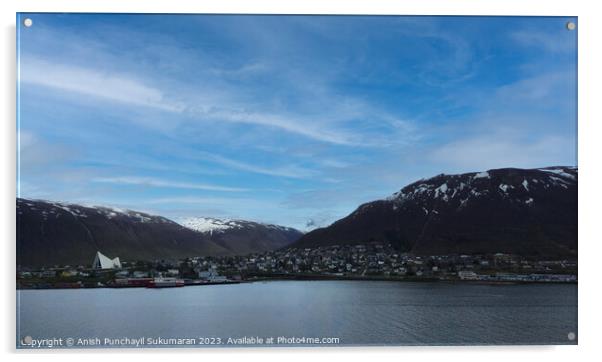 Snowy Tranquil Mountain Lake in Tromso, Norway Acrylic by Anish Punchayil Sukumaran