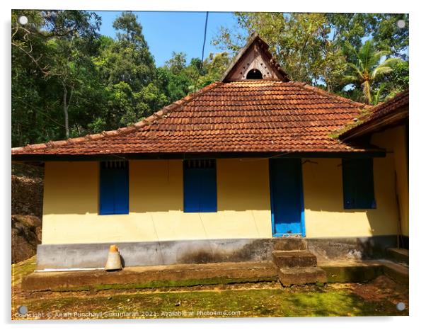 well preserved old house in Kerala India  Acrylic by Anish Punchayil Sukumaran