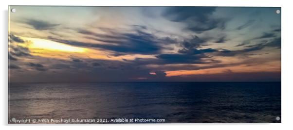 Twilight sky on the sea Acrylic by Anish Punchayil Sukumaran