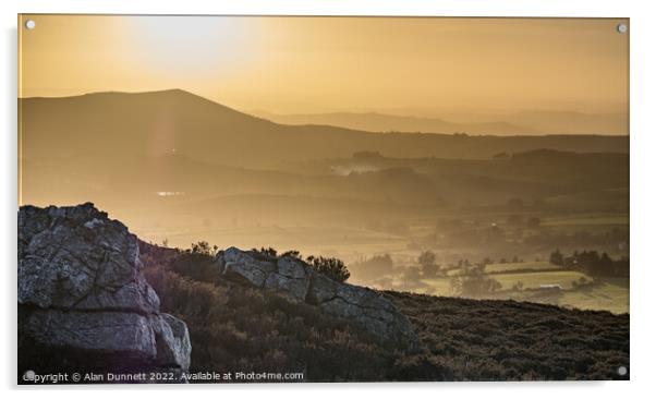  Pre Sunset from Stiperstones, Shropshire Acrylic by Alan Dunnett