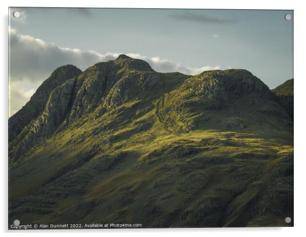 Majestic Langdale Pikes at Sunset Acrylic by Alan Dunnett