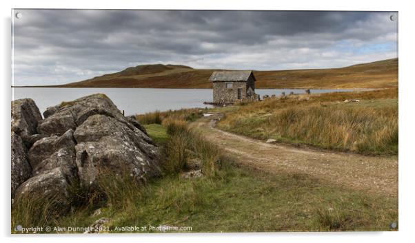 Devoke Water Boathouse Acrylic by Alan Dunnett