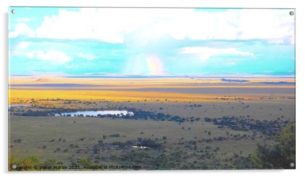 Landscape with rainbow Klein Karoo, near Cradock South Africa Acrylic by Pieter Marais