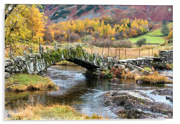 Slater Bridge in Autumn, Little Langdale Acrylic by Photimageon UK
