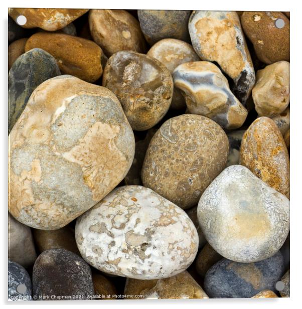 Colourful flint beach pebbles, Eastbourne, England Acrylic by Photimageon UK