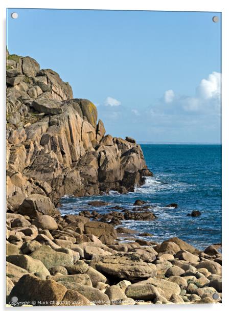 Rocky Cornish sea cliffs, Penberth Cove, Cornwall, England Acrylic by Photimageon UK