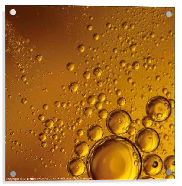 Golden Bubbles- Water and Oil Abstract Acrylic by STEPHEN THOMAS