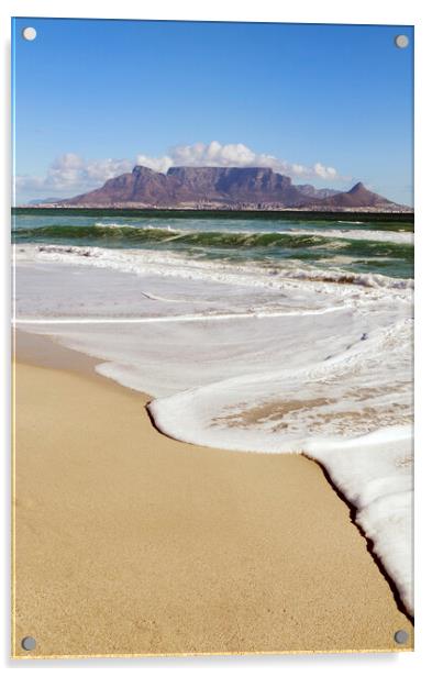Cape Town and Table Mountain From Bloubergstrand Acrylic by Neil Overy