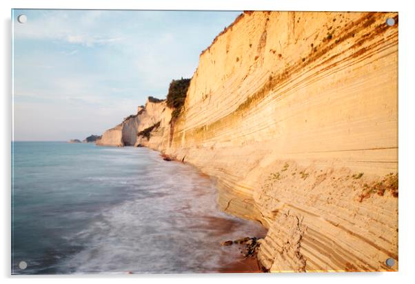 Spectacular Sandstone cliffs of Cape Drastis, Corfu, Greece Acrylic by Neil Overy