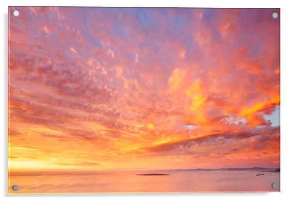 Robben Island Sunset, South Africa Acrylic by Neil Overy