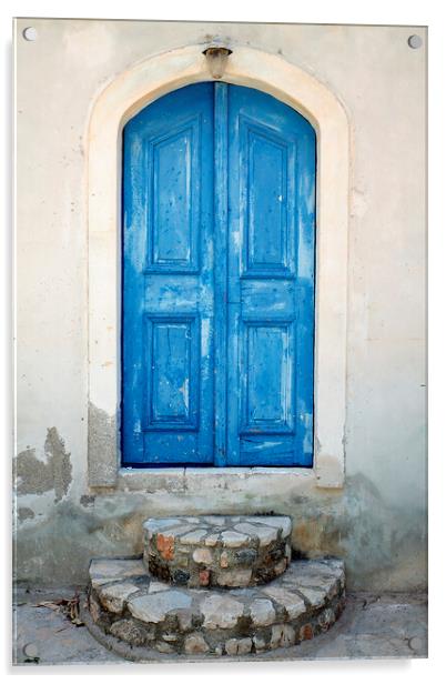 Old Blue Greek Door, Kastellorizo Acrylic by Neil Overy