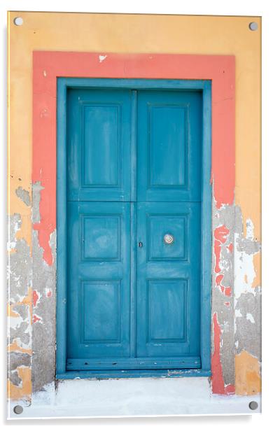 Old Greek Door Kastellorizo Island Acrylic by Neil Overy
